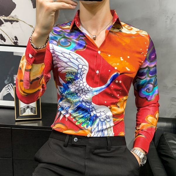 men's animal copy the 2021 spring thin social fitting dress of shirt, White;black
men's animal copy the 2021 spring thin social fitting dress of shirt, White;black