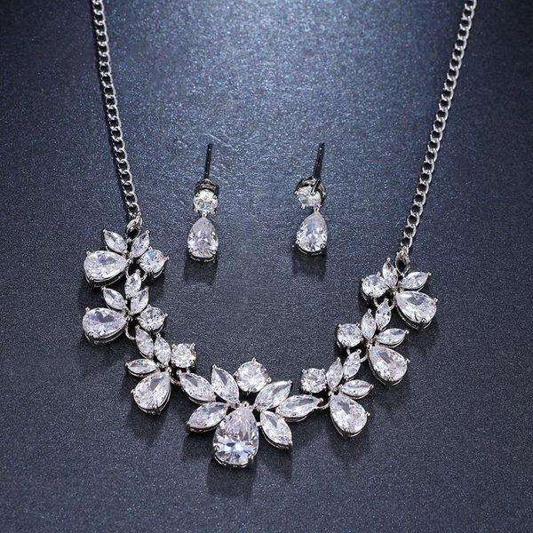 earrings & necklace fashion adjustable crystal stone wedding jewelry sets for brides women african elegance more, Silver
earrings & necklace fashion adjustable crystal stone wedding jewelry sets for brides women african elegance more, Silver