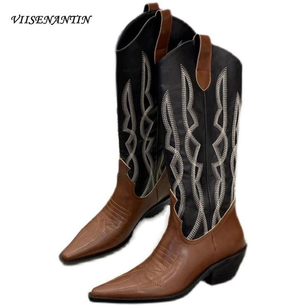 boots autumn style embroidered sleeve cowboy female pointed wedge high tube v-mouth retro high-heeled knight western, Black
boots autumn style embroidered sleeve cowboy female pointed wedge high tube v-mouth retro high-heeled knight western, Black