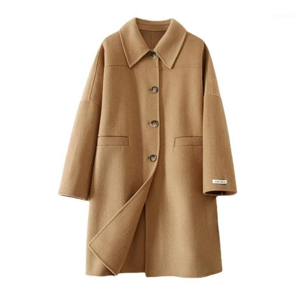 women's wool & blends shuchan 2021 autumn winter coat blend solid vintage oversized clothes for women korean style, Black
women's wool & blends shuchan 2021 autumn winter coat blend solid vintage oversized clothes for women korean style, Black