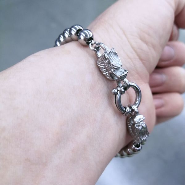 chinese style chinese long chain head stainless steel men women round beads bracelet, Black
chinese style chinese long chain head stainless steel men women round beads bracelet, Black