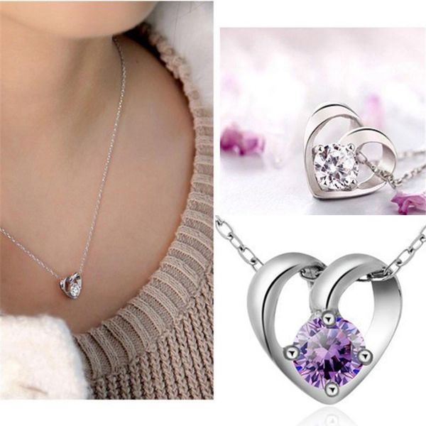 pendant necklaces crystal necklace heart women gift jewellery linked silver chain 
pendant necklaces crystal necklace heart women gift jewellery linked silver chain