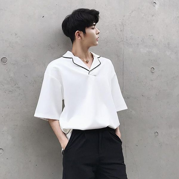 m-xxlsummer lazy pajamas wind contrast color lapel collar solid shirt tide brand men's clothing. t-shirts, White;black
m-xxlsummer lazy pajamas wind contrast color lapel collar solid shirt tide brand men's clothing. t-shirts, White;black
