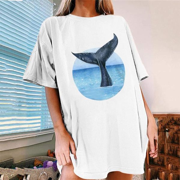 women's t-shirt drop shoulder femme whale tail print funny women tee shirt half sleeve casual summer loose for beach holiday clothes, White
women's t-shirt drop shoulder femme whale tail print funny women tee shirt half sleeve casual summer loose for beach holiday clothes, White