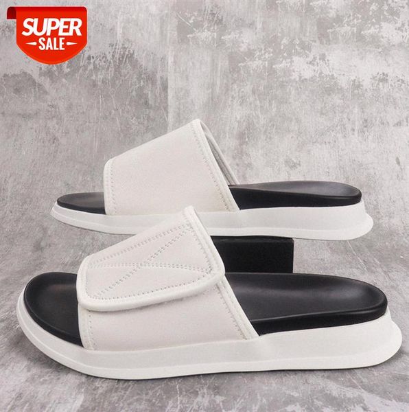 first layer cowhide slippers casual white feet set leather men's sandals shoes #nu8a, Black