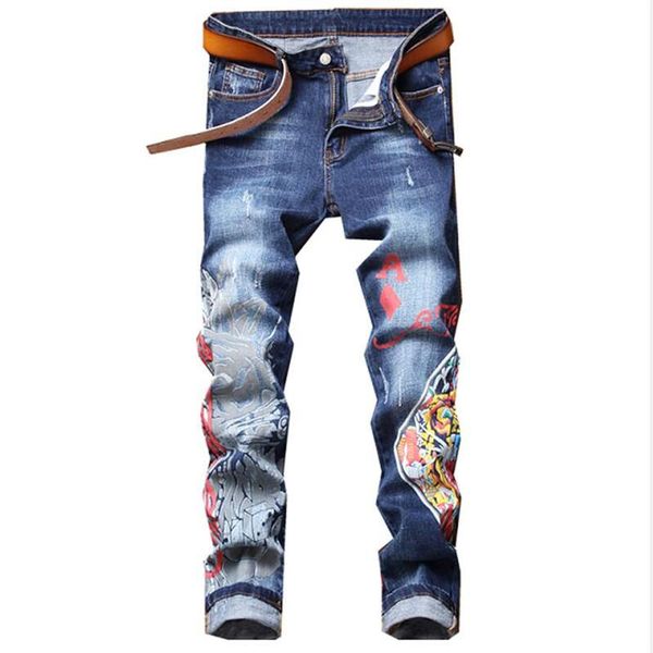 Vintage Print Men Blue Jeans INS Fashion Elastic Designer Man Long Pants Party & Banquet Personality Charm Jean
Vintage Print Men Blue Jeans INS Fashion Elastic Designer Man Long Pants Party & Banquet Personality Charm Jean