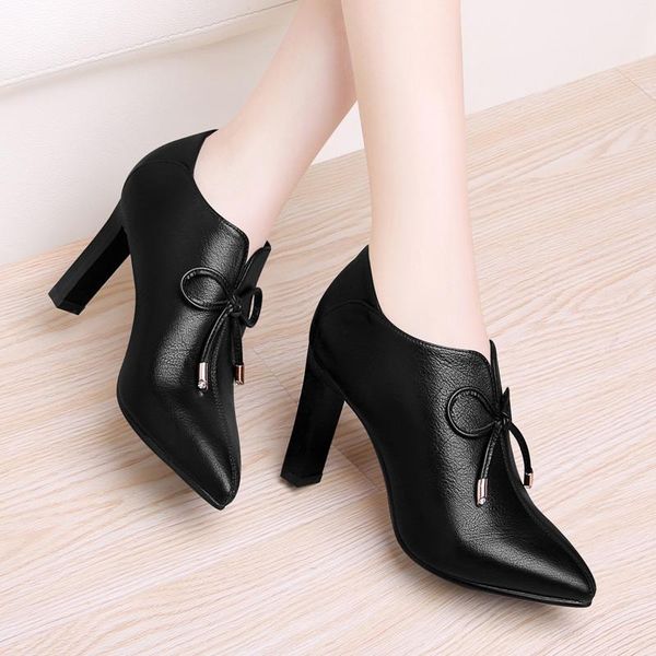 dress shoes thick heel pointed high heels deep mouth 2021 professional work spring and autumn women's leather stiletto, Black
dress shoes thick heel pointed high heels deep mouth 2021 professional work spring and autumn women's leather stiletto, Black