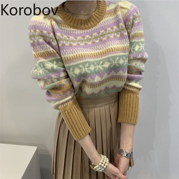 korobov korean chic vintage o neck sweaters vintage long sleeve knit sueter mujer office lady hit color patchwork pullover 210430, White;black
korobov korean chic vintage o neck sweaters vintage long sleeve knit sueter mujer office lady hit color patchwork pullover 210430, White;black