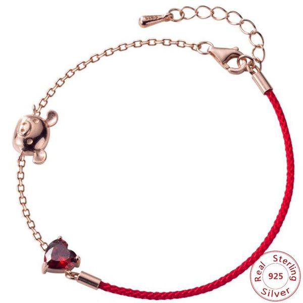 link, chain lucky piggy 925 sterling silver bracelets for women heart zircon redline string rope & bangle jewelry never fade, Black
link, chain lucky piggy 925 sterling silver bracelets for women heart zircon redline string rope & bangle jewelry never fade, Black