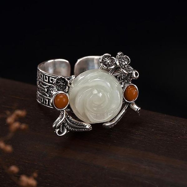 cluster rings sterling silver retro inlaid an jade white enamel porcelain rose flower lady open ring personality female, Golden;silver
cluster rings sterling silver retro inlaid an jade white enamel porcelain rose flower lady open ring personality female, Golden;silver