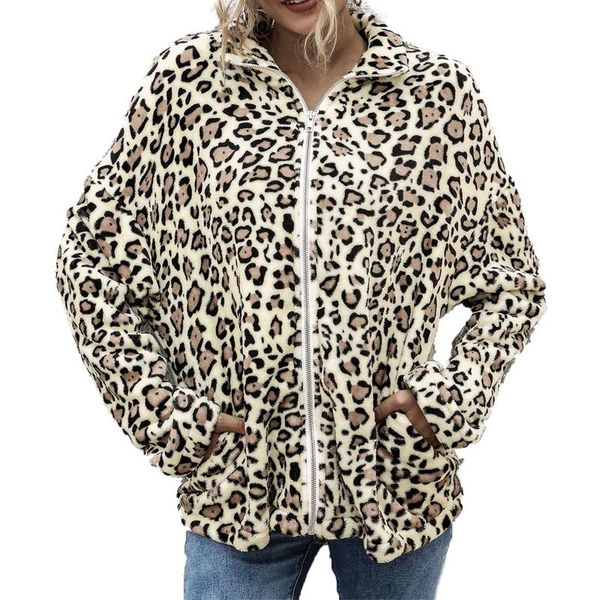 women's fall coat leopard loose long sleeve high neck side pocket zipper clothes jackets, Black;brown
women's fall coat leopard loose long sleeve high neck side pocket zipper clothes jackets, Black;brown