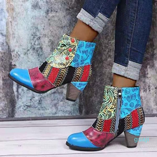 boots ladies ankle splicing colored short square heel ethnic retro shoes non-slip fashion zip footwear autumn winter, Black
boots ladies ankle splicing colored short square heel ethnic retro shoes non-slip fashion zip footwear autumn winter, Black