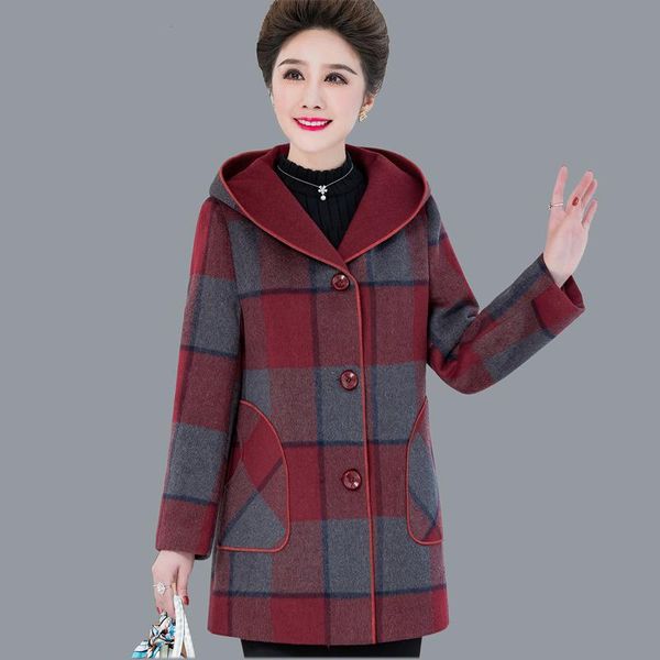 women's wool & blends middle aged and elderly woolen coat foreign style mother's plaid long grandma's female, Black
women's wool & blends middle aged and elderly woolen coat foreign style mother's plaid long grandma's female, Black