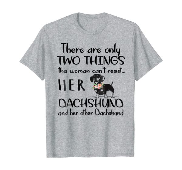 2 things can't resist her dog her other dog dachshund tee, White;black
2 things can't resist her dog her other dog dachshund tee, White;black