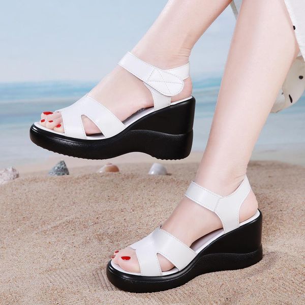 sandals fashion peep toe white leather for women summer black wedge heels high platform 2021 ladies elegant dress shoes 32-43
sandals fashion peep toe white leather for women summer black wedge heels high platform 2021 ladies elegant dress shoes 32-43
