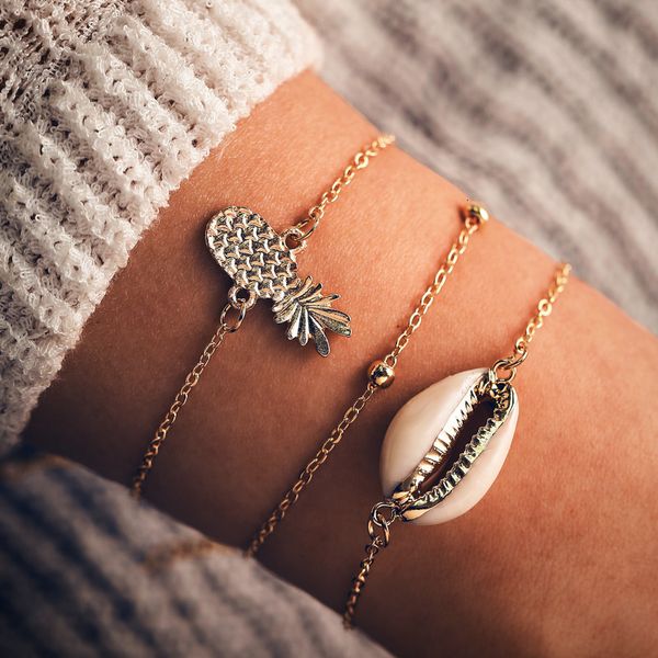 creative jewelry pineapple shell pearl chain bracelet three piece suit anklet, Silver
creative jewelry pineapple shell pearl chain bracelet three piece suit anklet, Silver