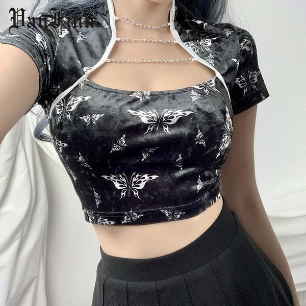 women's t-shirt bodycon crop gothic modified short-sleeved female butterfly print dew umbilical street wear tide, White
women's t-shirt bodycon crop gothic modified short-sleeved female butterfly print dew umbilical street wear tide, White