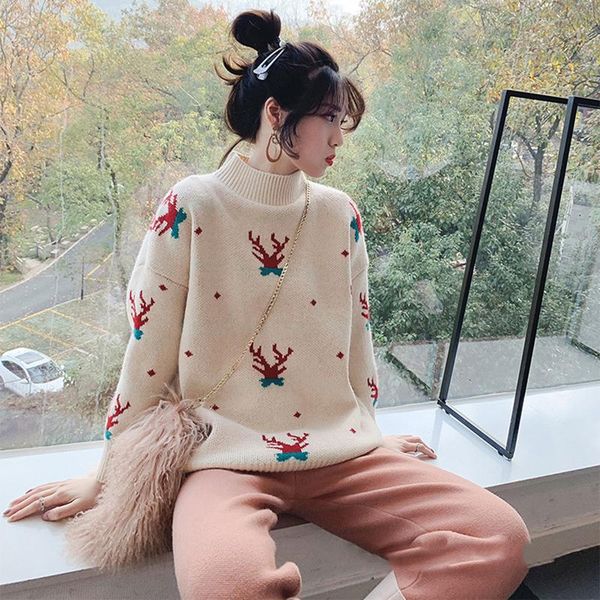 women's sweaters christmas sweater mock neck knitted bottoming shirt loose pullover women winter autumn jumpers knitwear, White;black
women's sweaters christmas sweater mock neck knitted bottoming shirt loose pullover women winter autumn jumpers knitwear, White;black