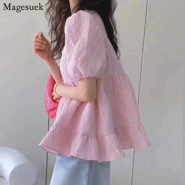 women's blouses & shirts casual ruffled cute blouse o-neck puff sleeve sweet doll shirt korean summer solid white blusas mujer de moda
women's blouses & shirts casual ruffled cute blouse o-neck puff sleeve sweet doll shirt korean summer solid white blusas mujer de moda