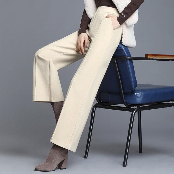 wide leg pants women high waisted elastic 2021 autumn winter solid color elegant wool office ladies women's trousers plus size & capris, Black;white
wide leg pants women high waisted elastic 2021 autumn winter solid color elegant wool office ladies women's trousers plus size & capris, Black;white