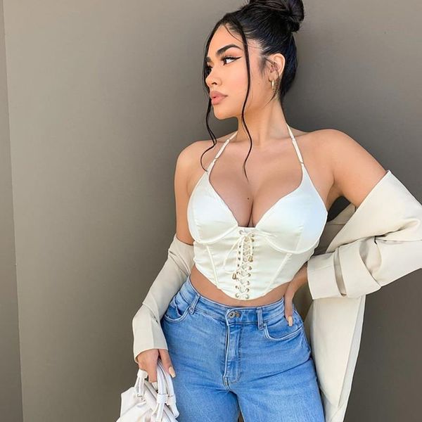 women camisole halter backless crop cami v neck tank summer ribbed sleeveless lace up slim fit vest basic tees women's tanks &, White
women camisole halter backless crop cami v neck tank summer ribbed sleeveless lace up slim fit vest basic tees women's tanks &, White