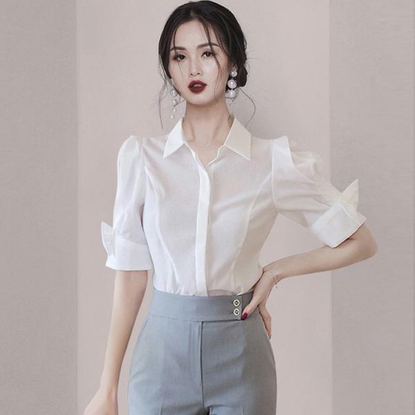 women's blouses & shirts french style summer white shirt special turn-down elegant commute small puff half sleeve slim all-match
women's blouses & shirts french style summer white shirt special turn-down elegant commute small puff half sleeve slim all-match