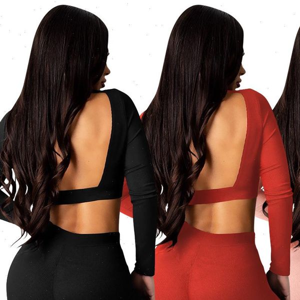 long sleeve two piece womens tracksuits set winter v neck outfits for women solid knitting backless fashion casual tracksuit, Gray
long sleeve two piece womens tracksuits set winter v neck outfits for women solid knitting backless fashion casual tracksuit, Gray