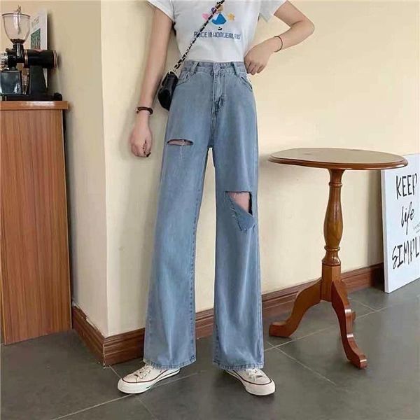 women's jeans summer high waist ripped women straight loose large size fat mm wide legs small daisy thin long pants, Blue
women's jeans summer high waist ripped women straight loose large size fat mm wide legs small daisy thin long pants, Blue