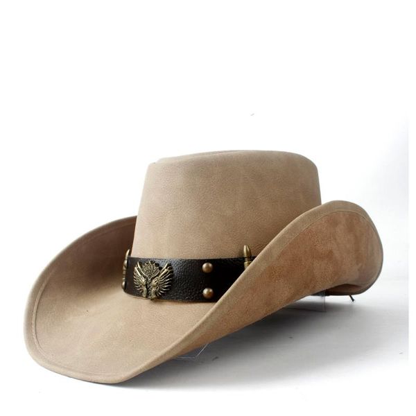 cloches women's men's autumn leather wide brim western cowboy cowgirl fedora hat two guns band, Blue;gray
cloches women's men's autumn leather wide brim western cowboy cowgirl fedora hat two guns band, Blue;gray