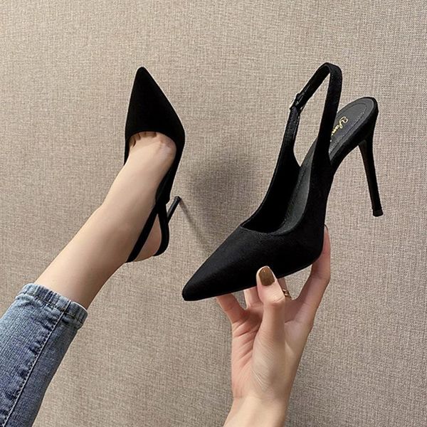 sandals style high heels pointed toe for women fashion stiletto shallow mouth suede shoes, Black
sandals style high heels pointed toe for women fashion stiletto shallow mouth suede shoes, Black
