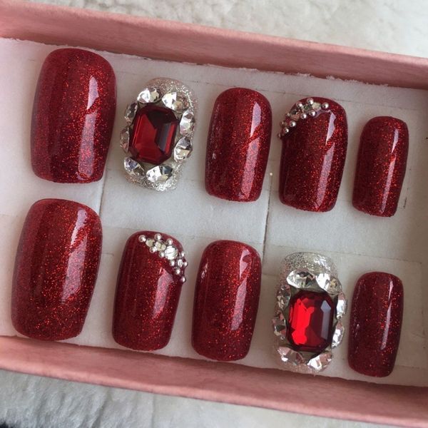 fake patch finished product net hand wear nail enhancement jewelry red glitter powder rectangular diamond, Red;gold
fake patch finished product net hand wear nail enhancement jewelry red glitter powder rectangular diamond, Red;gold
