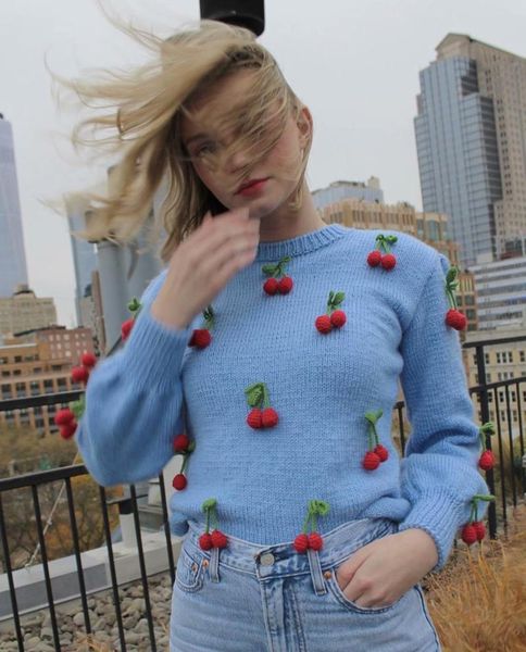 women's sweaters women long sleeve sweater round neck knitted pullover appliques cherry winter autumn slim fashion elegant outfit, White;black
women's sweaters women long sleeve sweater round neck knitted pullover appliques cherry winter autumn slim fashion elegant outfit, White;black