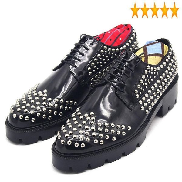 dress shoes brand men runway studded rivet thick platform oxfords genuine leather block med heels punk wedding party, Black
dress shoes brand men runway studded rivet thick platform oxfords genuine leather block med heels punk wedding party, Black