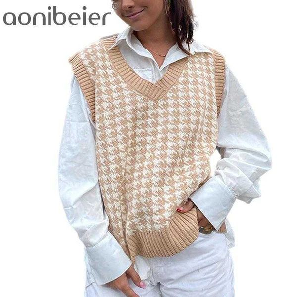 women geometrische knitted casual khaki v neck houndstooth pullover sweaters female autumn winter retro jumper 210604, White;black
women geometrische knitted casual khaki v neck houndstooth pullover sweaters female autumn winter retro jumper 210604, White;black