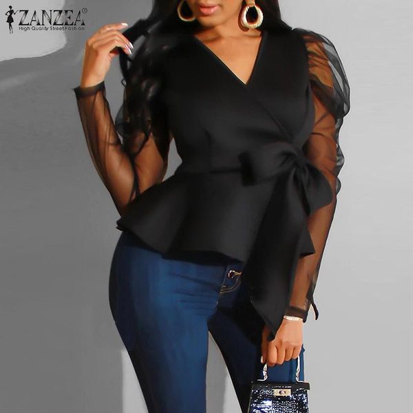 women's blouses & shirts zanzea summer women elegant mesh blouse casual long puff sleeve office work shirt vintage lace up v neck, White
women's blouses & shirts zanzea summer women elegant mesh blouse casual long puff sleeve office work shirt vintage lace up v neck, White