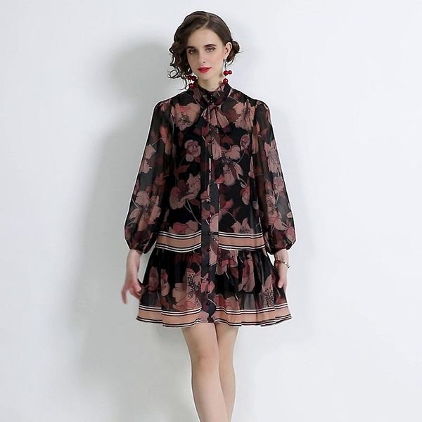 casual dresses floral chiffon 2021 autumn fashion vestidos female stand-up collar single-breasted waist strap mini dress a2, Black;gray
casual dresses floral chiffon 2021 autumn fashion vestidos female stand-up collar single-breasted waist strap mini dress a2, Black;gray