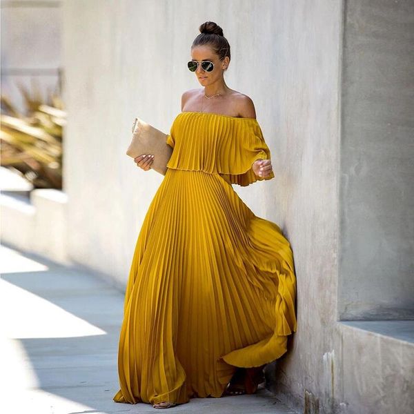 casual dresses off shoulder chiffon dress slash neck ruffle party women evening elegant pleated 2021 summer long, Black;gray
casual dresses off shoulder chiffon dress slash neck ruffle party women evening elegant pleated 2021 summer long, Black;gray