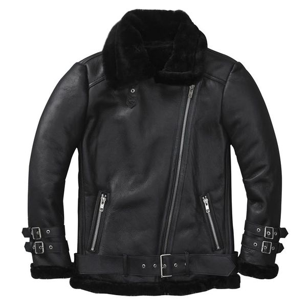men's leather & faux original ecological pure sheepskin genuine jacket shearling winter warm fur coat male, Black
men's leather & faux original ecological pure sheepskin genuine jacket shearling winter warm fur coat male, Black