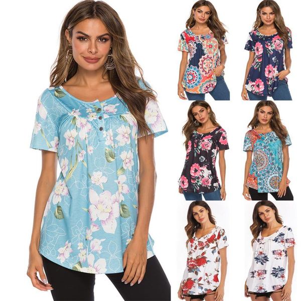 women's t-shirt 2021 summer printed button round neck pleating short sleeve casual plus size all neon store clothes, White
women's t-shirt 2021 summer printed button round neck pleating short sleeve casual plus size all neon store clothes, White