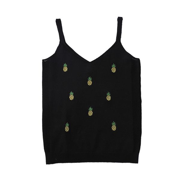 women knitted camis pineapple sleeveless embroidery pink black white khaki b0264 210514
women knitted camis pineapple sleeveless embroidery pink black white khaki b0264 210514