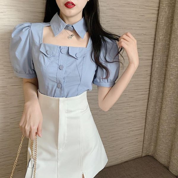 women's blouses & shirts women blouse collar hollow summer salt series short puff sleeve blusas ropa de mujer, White
women's blouses & shirts women blouse collar hollow summer salt series short puff sleeve blusas ropa de mujer, White