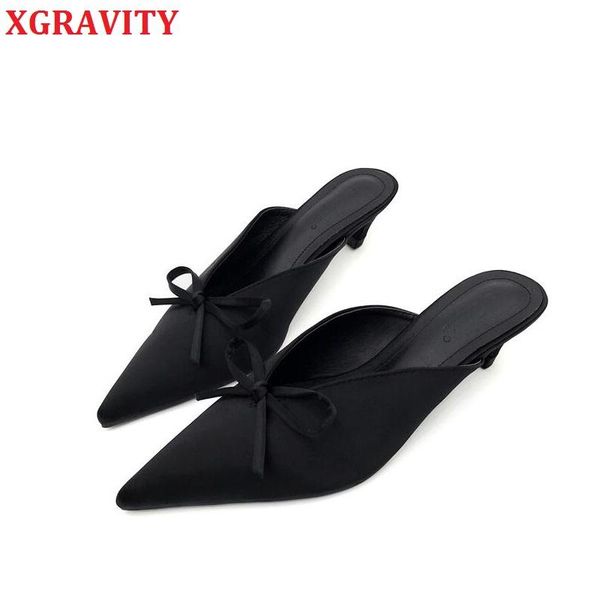 dress shoes xgravity women slides bow knot v cut lady female heel mules all matched weave summer elegant woman b158, Black
dress shoes xgravity women slides bow knot v cut lady female heel mules all matched weave summer elegant woman b158, Black