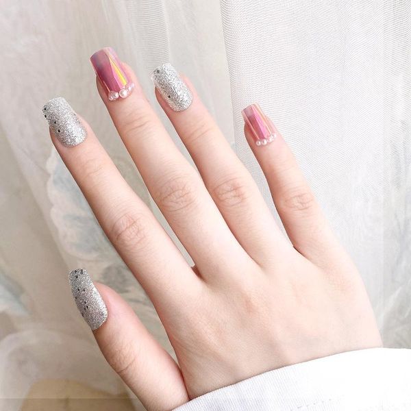 false nails 24 pcs/set silver glitter powder aurora pink long square fake reusable with liquid glue wholesale drop, Red;gold
false nails 24 pcs/set silver glitter powder aurora pink long square fake reusable with liquid glue wholesale drop, Red;gold