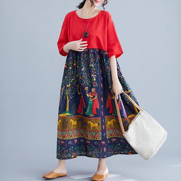 casual dresses loose plus size dress women 2021 summer retro printing patchwork vintage oversized maxi long vestidos, Black;gray
casual dresses loose plus size dress women 2021 summer retro printing patchwork vintage oversized maxi long vestidos, Black;gray