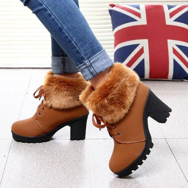 boots women's short warm fur ankle suede shoes tied lady winter motorcycle high heel platforms stylish retro botas party, Black
boots women's short warm fur ankle suede shoes tied lady winter motorcycle high heel platforms stylish retro botas party, Black