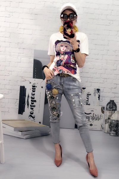 european station fashion elastic lace and sequins stitch flower female patchwork women jeans women's, Blue
european station fashion elastic lace and sequins stitch flower female patchwork women jeans women's, Blue