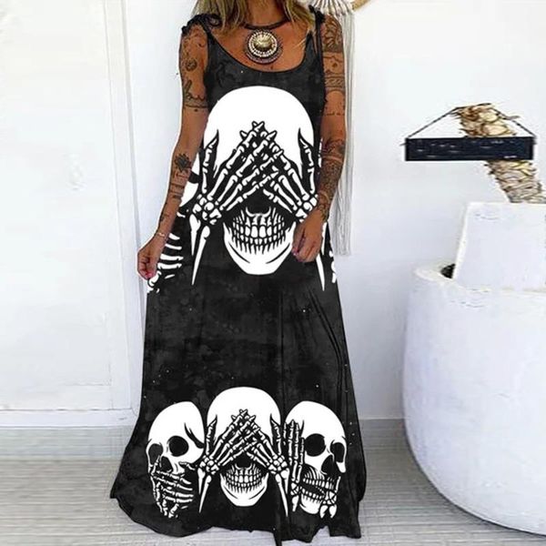 casual dresses vintage punk skull print maxi dress women loose long halloween party femalesleeveless sling beach sundress robe, Black;gray
casual dresses vintage punk skull print maxi dress women loose long halloween party femalesleeveless sling beach sundress robe, Black;gray