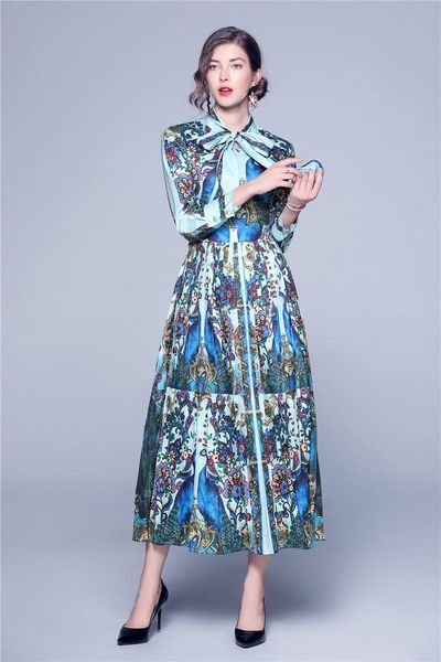 casual dresses elegant designer women spring autumn lace-up print maxi dress vintage office party robe female blue pleated vestidos, Black;gray
casual dresses elegant designer women spring autumn lace-up print maxi dress vintage office party robe female blue pleated vestidos, Black;gray