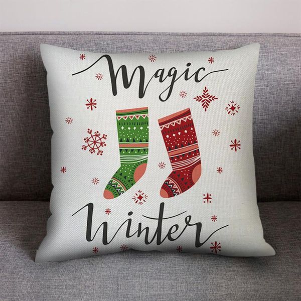 cushion/decorative pillow xmas socks printing cushion cover christmas peach skin pillowcase home sofanatale decorazioni per la casa