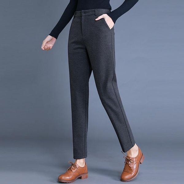 women's pants & capris plus size black slim woolen high waist long trousers women office work thick straight female, Black;white
women's pants & capris plus size black slim woolen high waist long trousers women office work thick straight female, Black;white